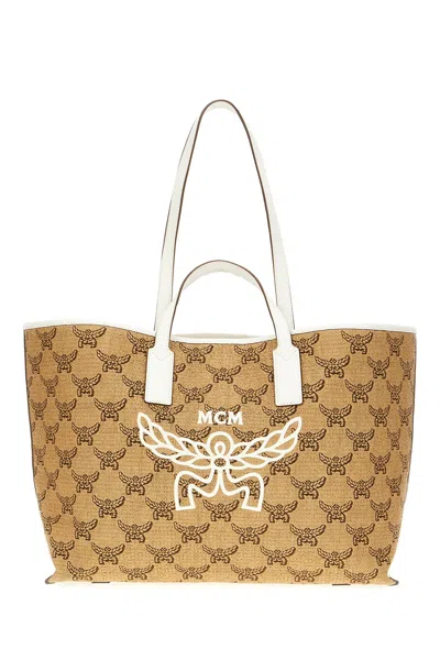 Mcm Printed Synthetic Leather Shopping Bag