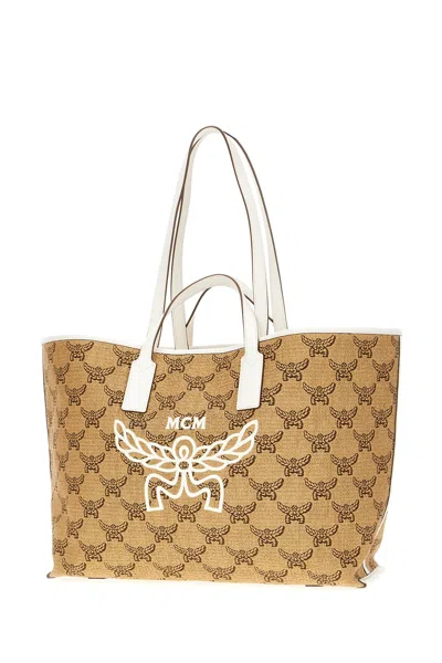 Mcm Printed Synthetic Leather Shopping Bag