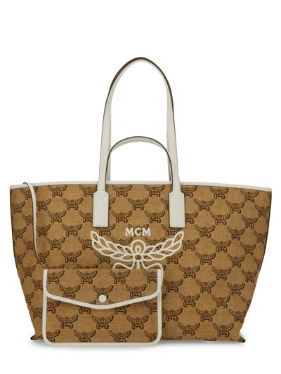 Mcm Printed Synthetic Leather Shopping Bag