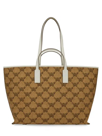Mcm Printed Synthetic Leather Shopping Bag