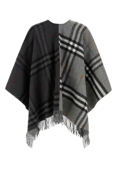 Burberry Grey Cashmere Blend Cape In Multi