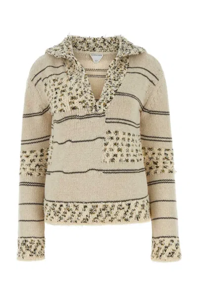 Bottega Veneta Embroidered Wool Blend Polo Shirt In Neutral