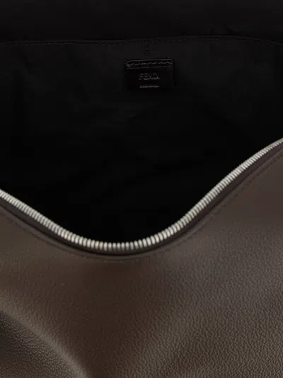 Fendi Large Shoulder Bag With Adjustable Strap In Brown