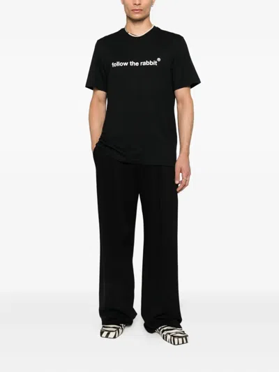 Msgm Rabbit Graphic Print Crew Neck T-shirt In Black