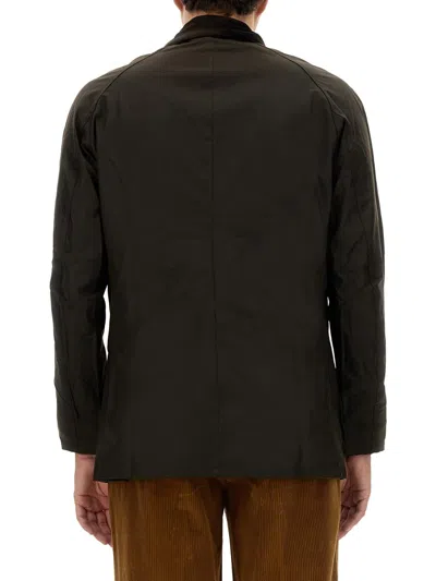 Barbour Brown Waxed Cotton Ashby Jacket In Green