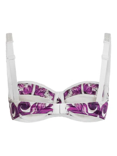 Dolce & Gabbana Adjustable Straps Floral Print Sleeveless Lingerie In Purple