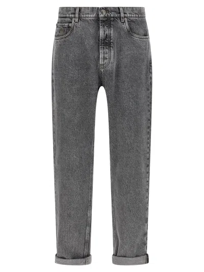 Brunello Cucinelli Greyscale Denim Jeans In Gray