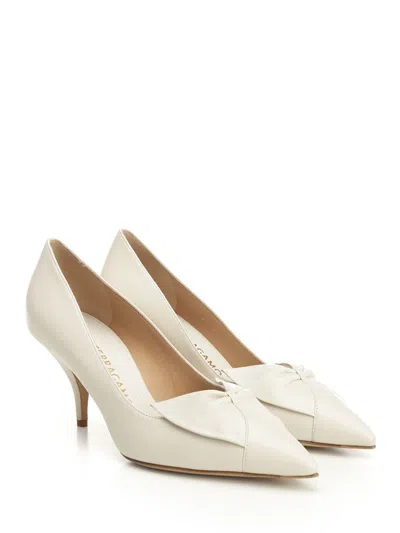 Ferragamo Gwen 70 Soft Bow Nappa Leather Pumps In White