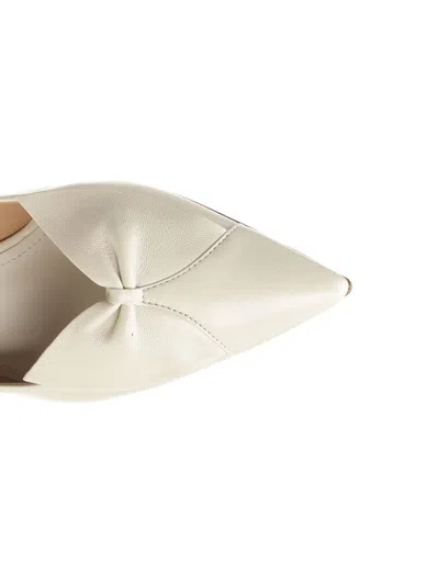 Ferragamo Gwen 70 Soft Bow Nappa Leather Pumps In White