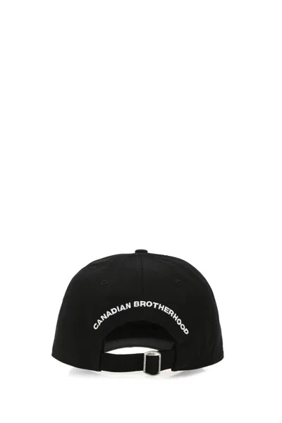 Dsquared2 Black Cotton Cap With Embroidered Logo In Black