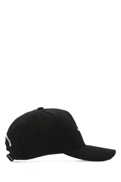 Dsquared2 Black Cotton Cap With Embroidered Logo In Black