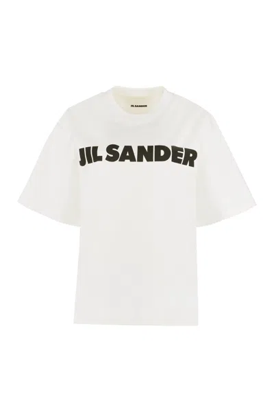 Jil Sander Light Grey Oversized T-shirt With Logo Print Women In White