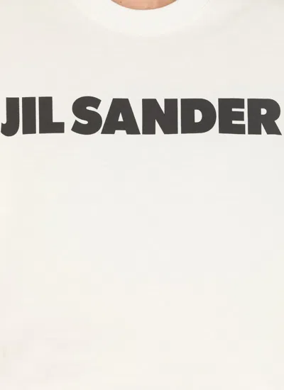 Jil Sander Light Grey Oversized T-shirt With Logo Print Women In White
