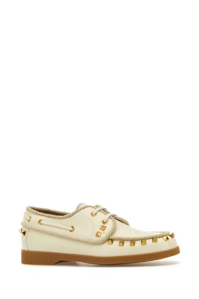 Valentino Ivory Leather Lace-up Shoes In Multi