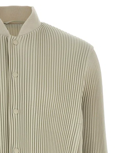Issey Miyake Bomber In Poliestere Avorio  Uomo In Neutral