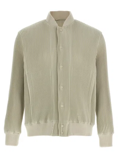 Issey Miyake Bomber In Poliestere Avorio  Uomo In Neutral