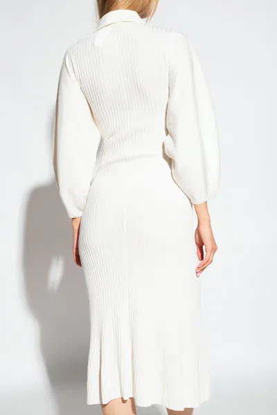 Chloé Ivory Stretch Wool Blend Dress In White