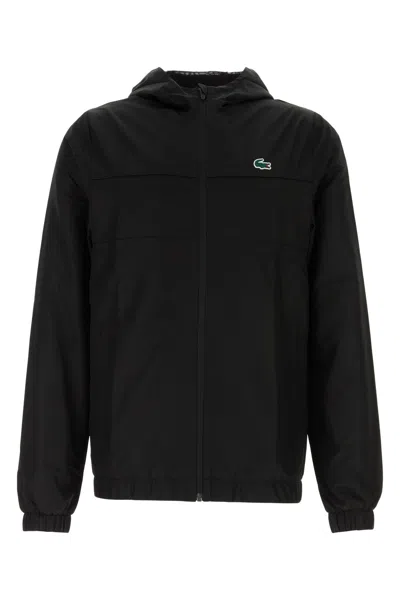 Lacoste Hooded Jacket Elastic Cuffs In Black