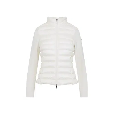 Moncler Quilted Wool Jacket Feather Insert In White