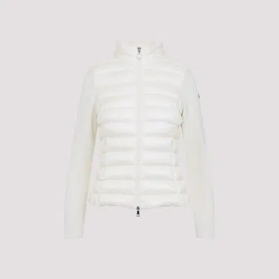 Moncler Quilted Wool Jacket Feather Insert In White