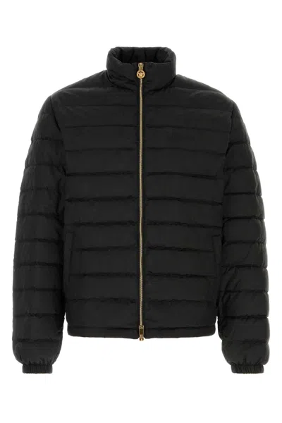 Versace Barocco Jacquard Puffer Jacket In Black