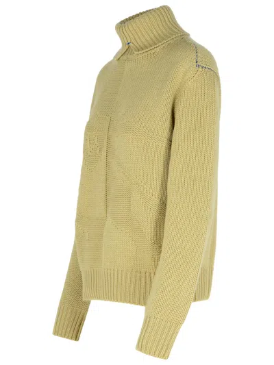 Burberry Green Cashmere Turtleneck Sweater In Multi