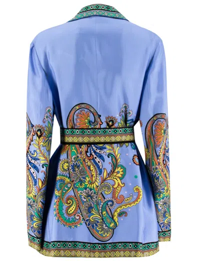 Etro Silk Twill Blazer In Multi