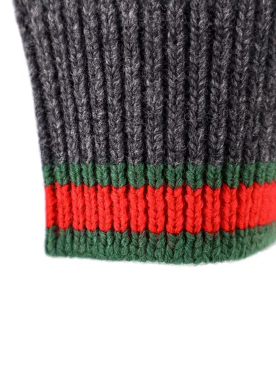 Gucci Wool And Cashmere Sweater With Web Details In Blue
