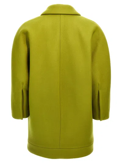 Gucci Green Double-breasted Jacket With Notched Revers In Wool Woman In Green