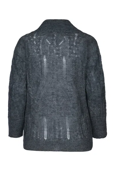 Iblues V-neck Pointelle-knit Sweater In Blue