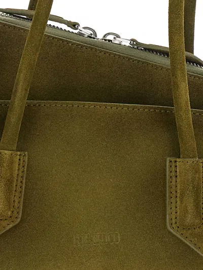 Attico La Passeggiata Small Bag In Khaki Green Suede In Green