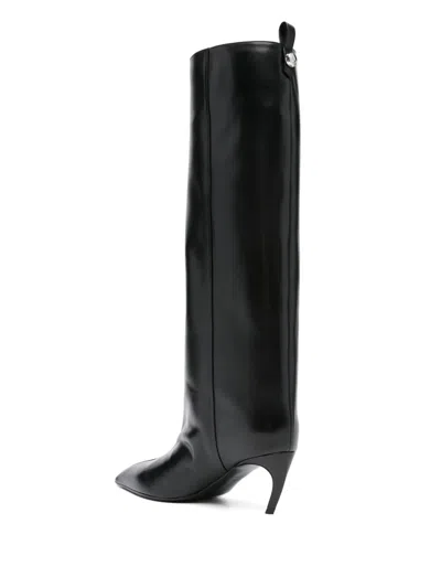 Attico Leather High Shaft Ankle Boots With Pointed Toe
