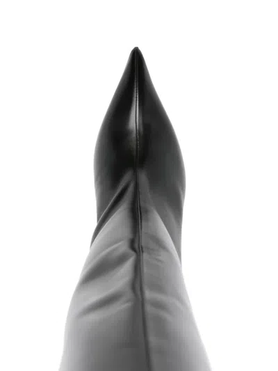 Attico Leather High Shaft Ankle Boots With Pointed Toe