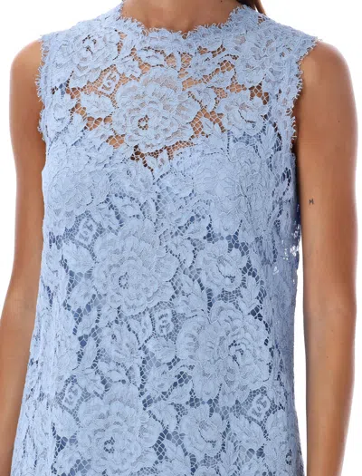 Dolce & Gabbana A-line Lace Mini Dress In Blue