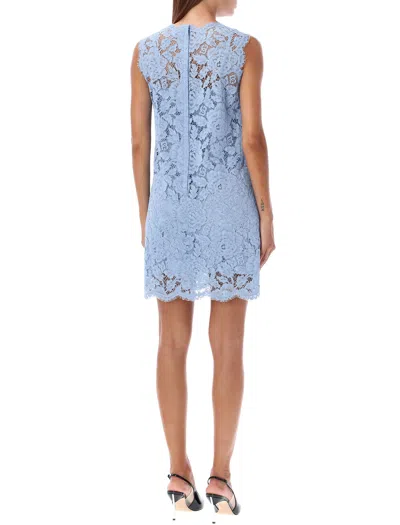 Dolce & Gabbana A-line Lace Mini Dress In Blue
