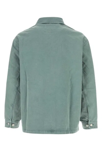 Emporio Armani Asv Vintage-look Comfort Cotton Canneté Jacket In Green