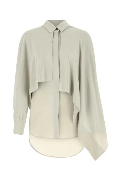 Quira Silk Blouse With Flounces And Asymmetric Hem In Green