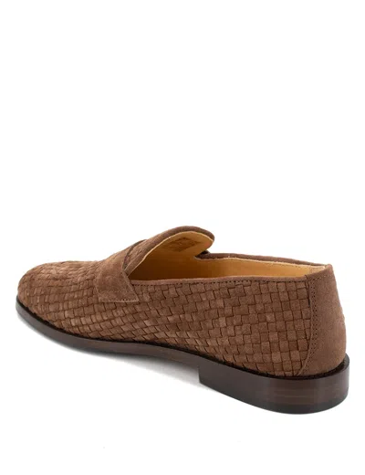 Brunello Cucinelli Woven Texture Loafers With Kleather Finish In Brown