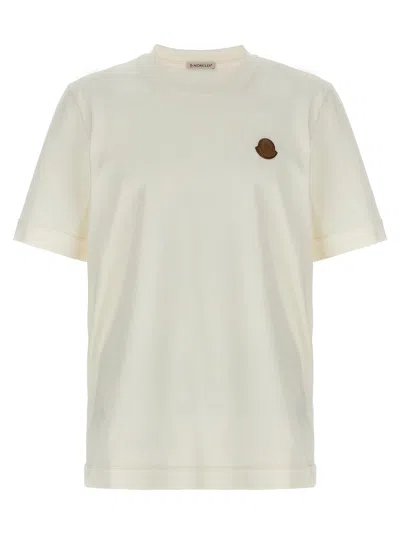 Moncler Cotton Jersey T-shirt With Contrasting Logo Patch In Gray