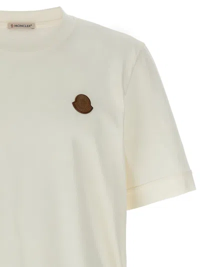 Moncler Cotton Jersey T-shirt With Contrasting Logo Patch In Gray