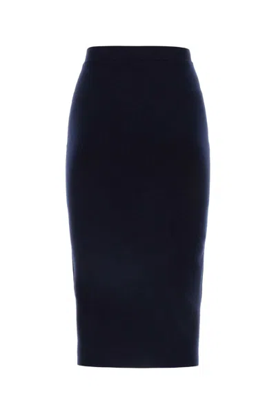 Bottega Veneta Midnight Blue Cashmere Blend Skirt In Animal Print