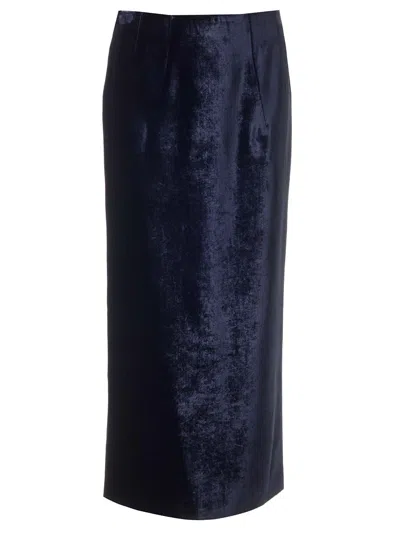 Fendi Midnight Blue Velvet Skirt In Blue