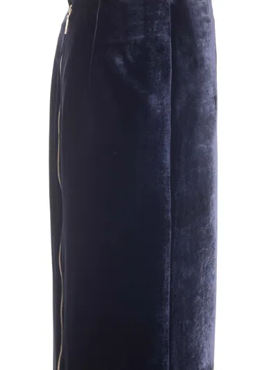 Fendi Midnight Blue Velvet Skirt In Blue