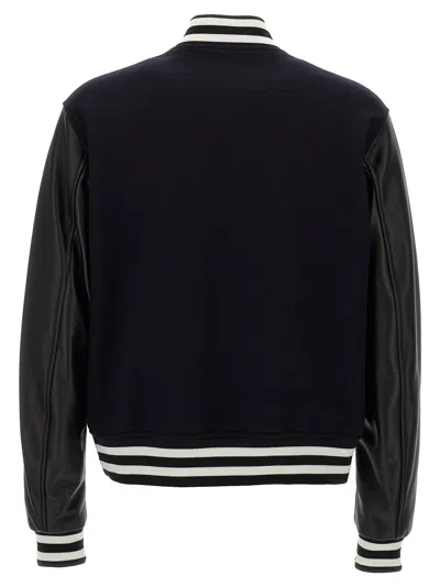 Gucci Logo-patch Wool And Leather Varsity Jacket In Black