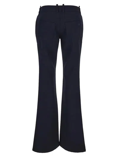 Off-white Virgin Wool Flared Trousers In Blue
