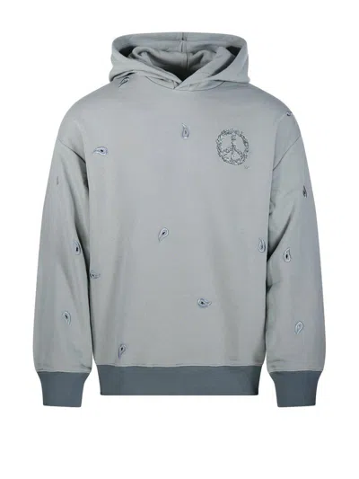 Emporio Armani Hooded Sweatshirt With Ribbed Cuffs And Hem In Gray