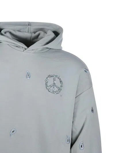 Emporio Armani Hooded Sweatshirt With Ribbed Cuffs And Hem In Gray