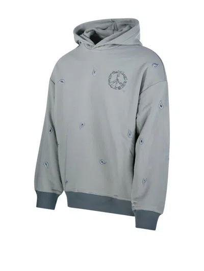 Emporio Armani Hooded Sweatshirt With Ribbed Cuffs And Hem In Gray