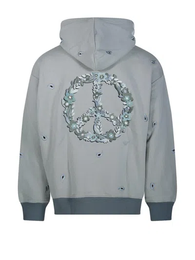 Emporio Armani Hooded Sweatshirt With Ribbed Cuffs And Hem In Gray