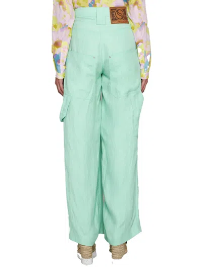 Stella Mccartney Mint Green Twill Wide-leg Pant In Blue
